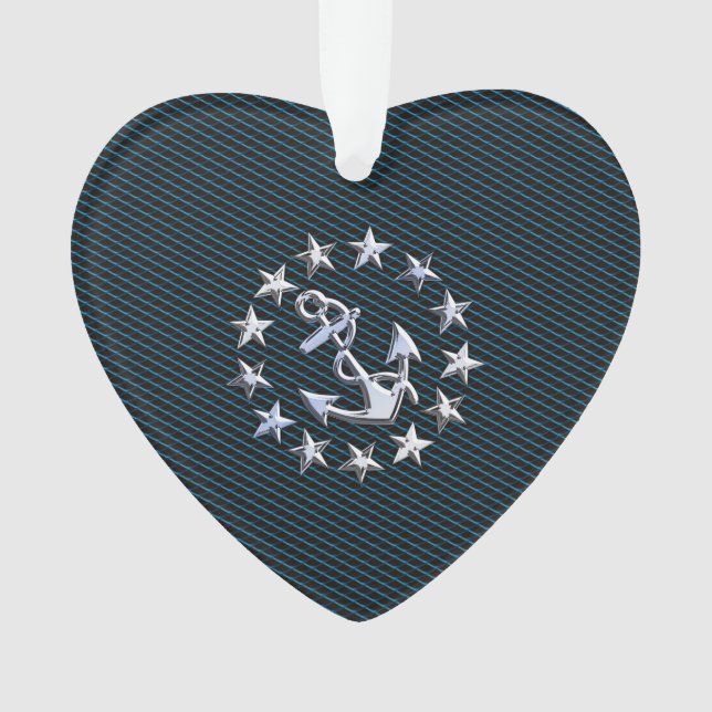 Ornamento Cromo Azul Como Iate Flag Grille Automotive (Frente)