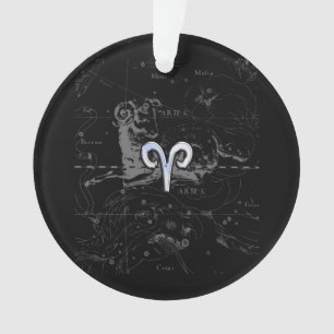 Ornamento Cromo como Aries Zodiac Sinal em Hevelius Black