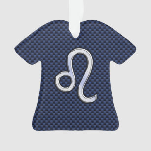 Ornamento Cromo Como Leo Zodiac Sinal Fibra Azul De Carbono