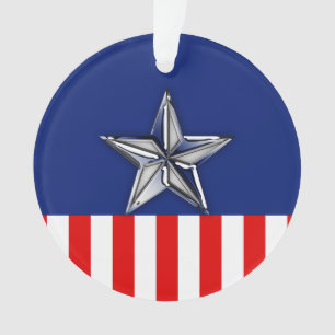 Ornamento Cromo Grande Como Estrela Prateada em Cores Festiv