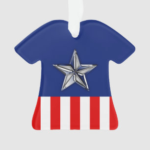 Ornamento Cromo Grande Como Estrela Prateada em Cores Festiv