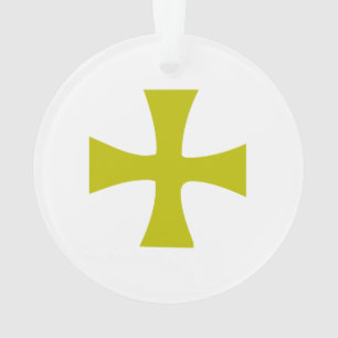 Ornamento Cruz Bizantina de Ouro Falso