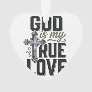 Ornamento Cruz Cristã Deus É Meu Verdadeiro Amor Vetor
