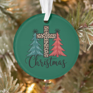 Ornamento Cruz de Leopardo Árvores de Natal Cristãs 