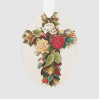 Ornamento Cruz de rosas, ilustração da era vitoriana