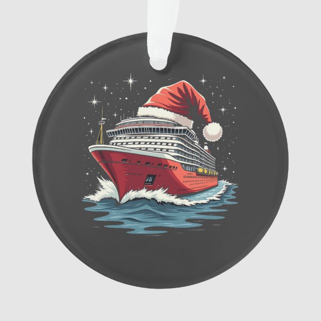 Ornamento Cruzeiro Familiar em Navio de Cruzeiro no Natal (Frente)