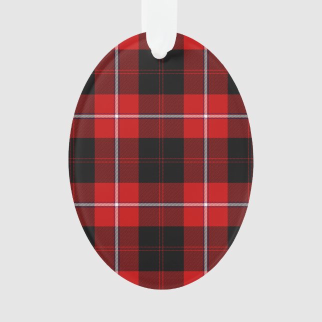 Ornamento Cunningham Tartan Red Xadrez Negra (Frente)