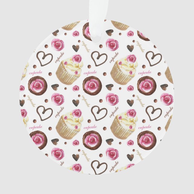 Ornamento Cupcakes de aquarela (Frente)