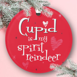 Ornamento Cupid Reindeer Spirit Animal Red Christmas