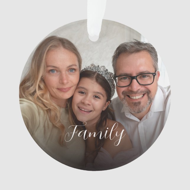 Ornamento Custom 2-photo White Script Ornament (Frente)