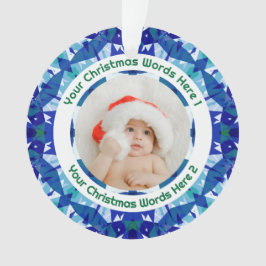 Ornamento Custom Christmas Blue Green Family Photo Gift