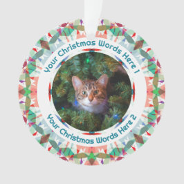 Ornamento Custom Christmas Green Pink Family Photo Gift