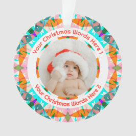 Ornamento Custom Christmas Orange Teal Family Photo Gift