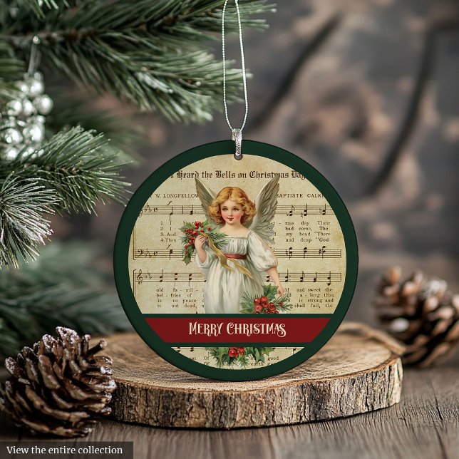 Ornamento Custom Christmas Ornament Retro Angel Celebration (Custom Christmas Ornament Retro Angel Celebration)