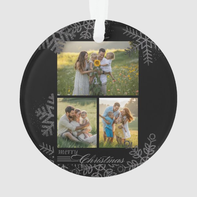 Ornamento Custom FAMILY Script One Photo Keepsake Ceramic Ba (Verso)