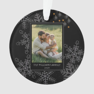 Ornamento Custom FAMILY Script One Photo Keepsake Ceramic Ba