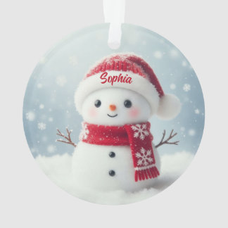 Ornamento Custom Name Cute Snowman Christmas Ornament