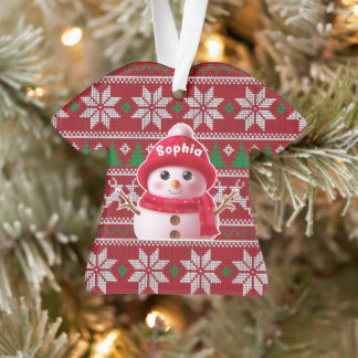 Ornamento Custom Name Snowman Christmas Shirt Ornament