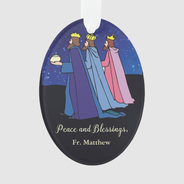 Ornamento Custom Name Title, Christmas Wishes Three Kings (Frente)
