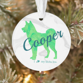 Ornamento Custom Pastel Blue Shiba Inu Silhouette Ornament