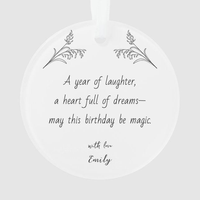 Ornamento Custom Photo Ornament with Birthday Message (Verso)