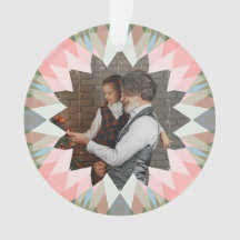 Custom Pink Gray Christmas Star Family Photo Gift