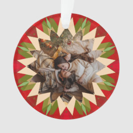 Ornamento Custom Red Green Christmas Star Photo Gift Tree