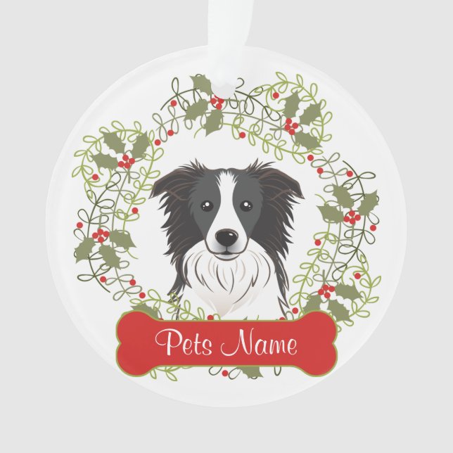 Ornamento customizável de border collie (Frente)
