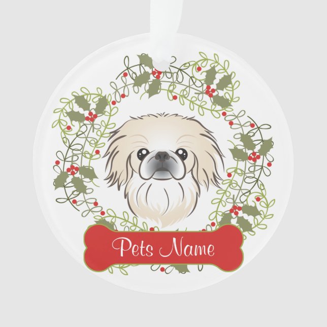 Ornamento customizável de Pekingese (Frente)