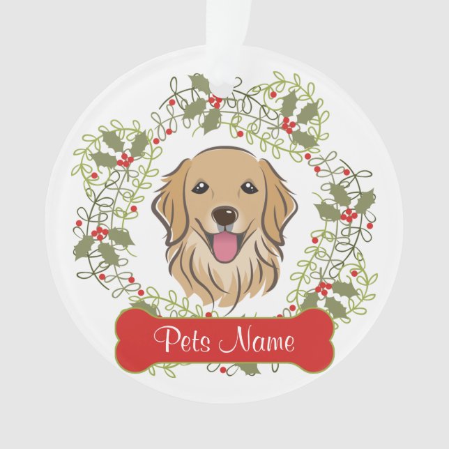 Ornamento customizável do golden retriever (Frente)