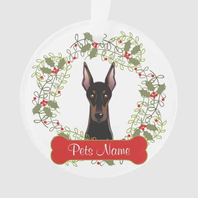 Ornamento customizável do Pinscher do Doberman (Frente)