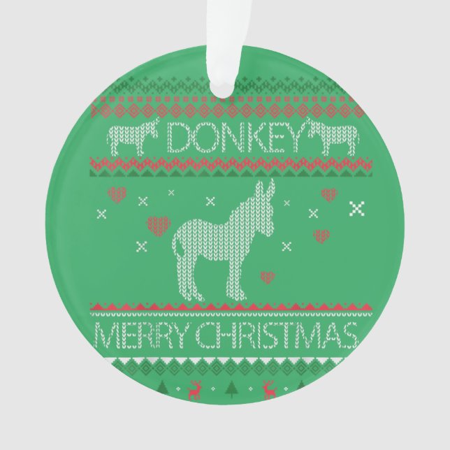 Ornamento Cute Donkey Ugly Sweater Christmas Holiday Winter (Frente)