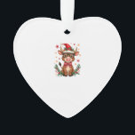 Ornamento Cute Highland Cow Lover Santa Hat Western Christma<br><div class="desc">Cute Highland Cow Lover Santa Hat Western Christmas Pajamas Long Sleeve T-Shirt (3)</div>