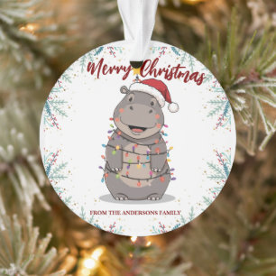 Ornamento Cute Hippo árvore de Natal zoológico safari Xmas x