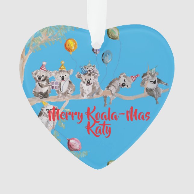 Ornamento Cute Koala Koalas Merry Christmas Koala-mus Girls (Frente)