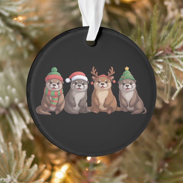 Ornamento Cute Otter Christmas Funny Xmas Lights Animal  (Árvore)