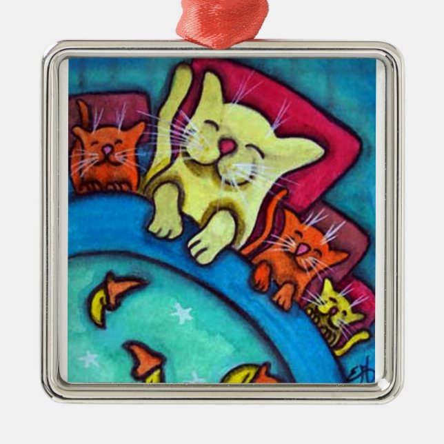 Ornamento da amizade dos gatos das horas de dormir (Frente)