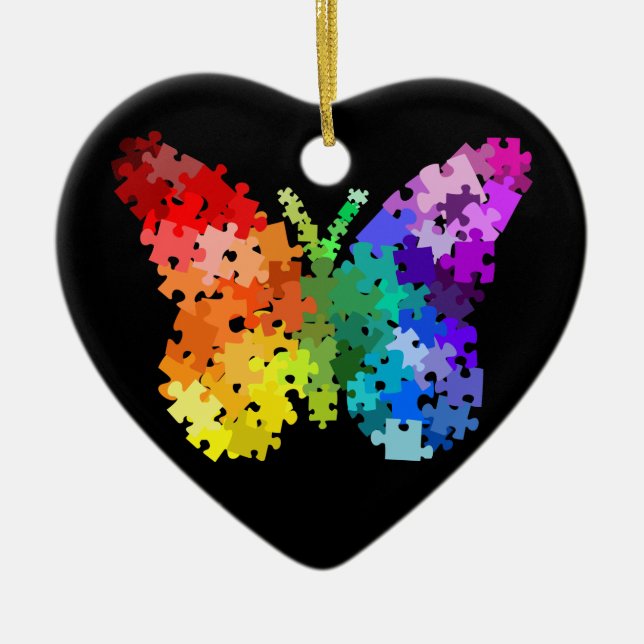 Ornamento da borboleta do quebra-cabeça da (Frente)