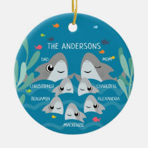 Ornamento da Família de Tubarões
