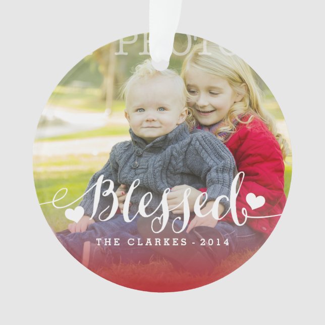 Ornamento da foto do feriado das bênçãos | do (Frente)