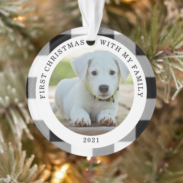 Ornamento da foto do Natal da xadrez do búfalo (Árvore)