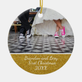 Ornamento da foto do Natal dos casais primeiro