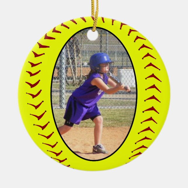 Ornamento da foto do softball de Fastpitch (Frente)