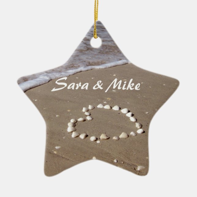 Ornamento da praia do coração de Shell (Frente)