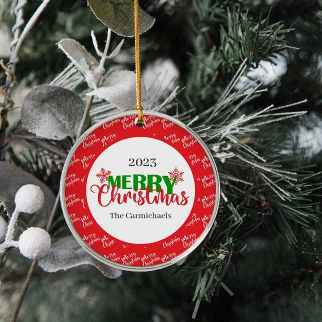 Ornamento da Ronda de Natal Festivo Vermelho Verde (Criador carregado)