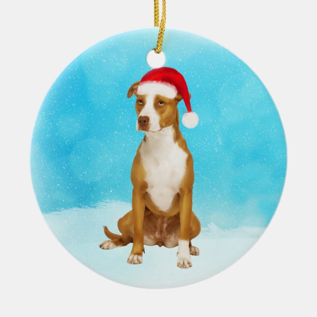Ornamento da Ronda de Natal Pit Bull (Frente)