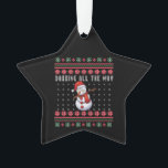 Ornamento Dabbing Christmas Snowman Ugly Sweater<br><div class="desc">Dabbing Christmas Snowman Ugly Sweater</div>