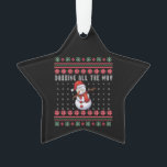 Ornamento Dabbing Christmas Snowman Ugly Sweater<br><div class="desc">Dabbing Christmas Snowman Ugly Sweater</div>