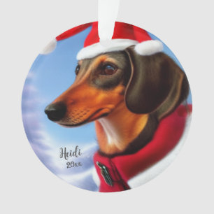 Ornamento Dachshund, Cachorro do Papai Noel, Personalizar,Na