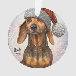Ornamento Dachshund, Cachorro Papai noel, Personalizar, Orna